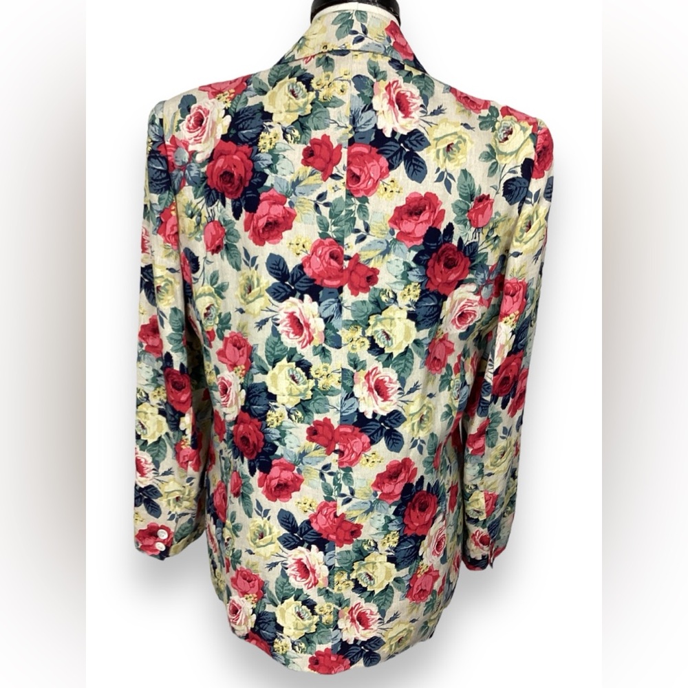 Vintage Brooks Brothers Floral Linen Blazer Vest Set 2 Piece Matching - Picture 5 of 10